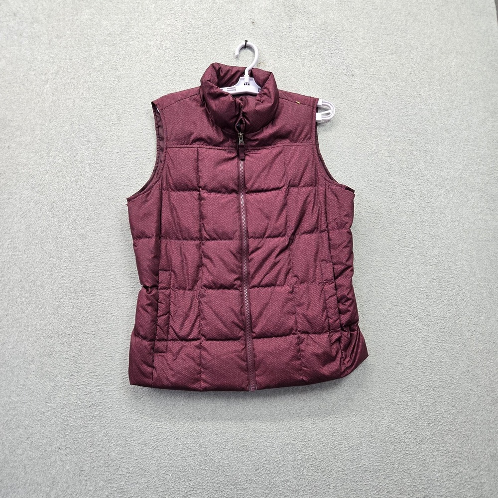 Lands' End Women Vest M 10-12 Burgundy Down Puffer Zipper Sleeveless